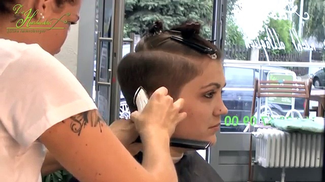 extreme short pixie undercut hair makeover, nape buzz cut haircut women by alisha heide