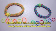 How to make super easy 4 sided fishtail stretchy bracelets with hair bands and clothes pins - EP