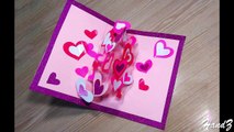 Valentines greeting card with hearts (transparent acetate). DIY Pop-up card with hearts
