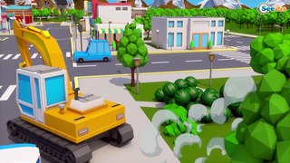 Learn Colors with Big Yellow Excavator | Bad Kid Plays with Color Balls Little Cars & Trucks