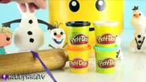Play-Doh GIANT Lego Head OLAF Snowman Makeover! Surprise Eggs  Batman Sings by HobbyKidsTV
