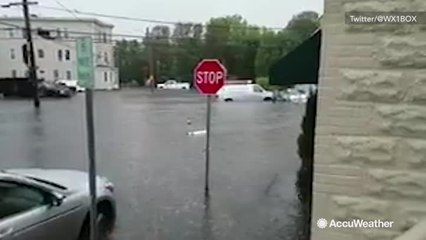 Streets underwater amid torrential rain in Massachusetts