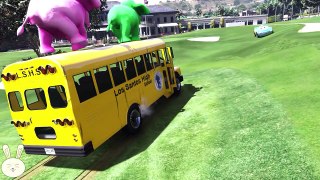 Wheels on the bus go round and round Carson School Bus with Elephant Nursery rhymes for Children