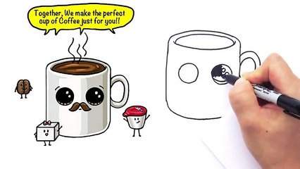 How to Draw a Cartoon Cup of Coffee Cute and Easy with Mustache