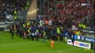 20 injured after barrier collapsed in away stands after Lille's opener.