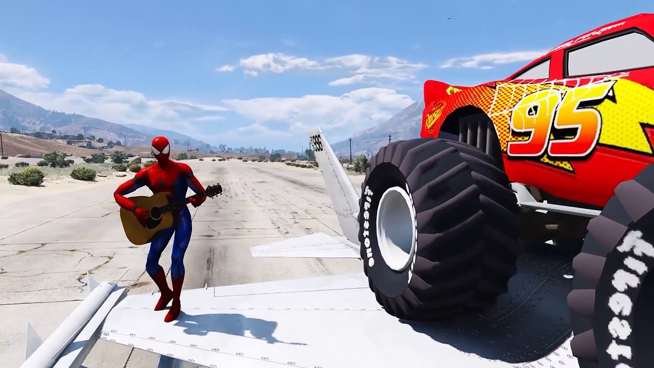 Spiderman Disney Cars Lightning McQueen Fighter Jet Plane (Nursery Rhymes - Songs For Kids)