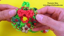 Easy Rainbow Loom Holiday/Christmas Wreath Charm(Hook) - How to Loom Bands Ornaments