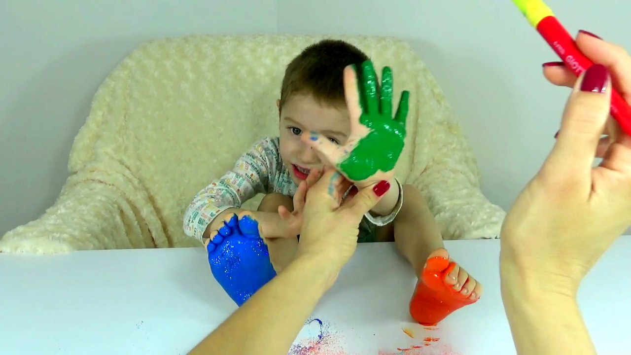 Baby Learn Colors with Glitter Foot & Hand Paint Nursery Rhymes Songs For Children