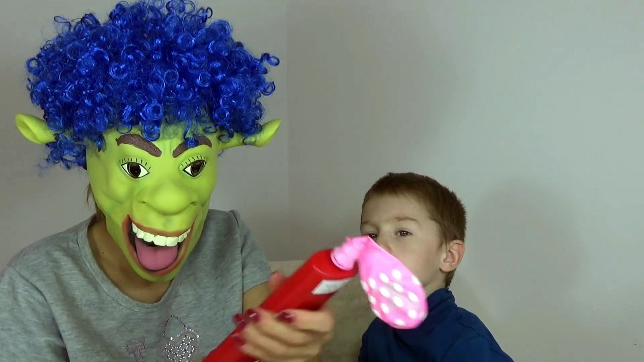 Learn colours for children Johny Johny yes Papa song with OLAF Frozen & Shrek pop Balloons