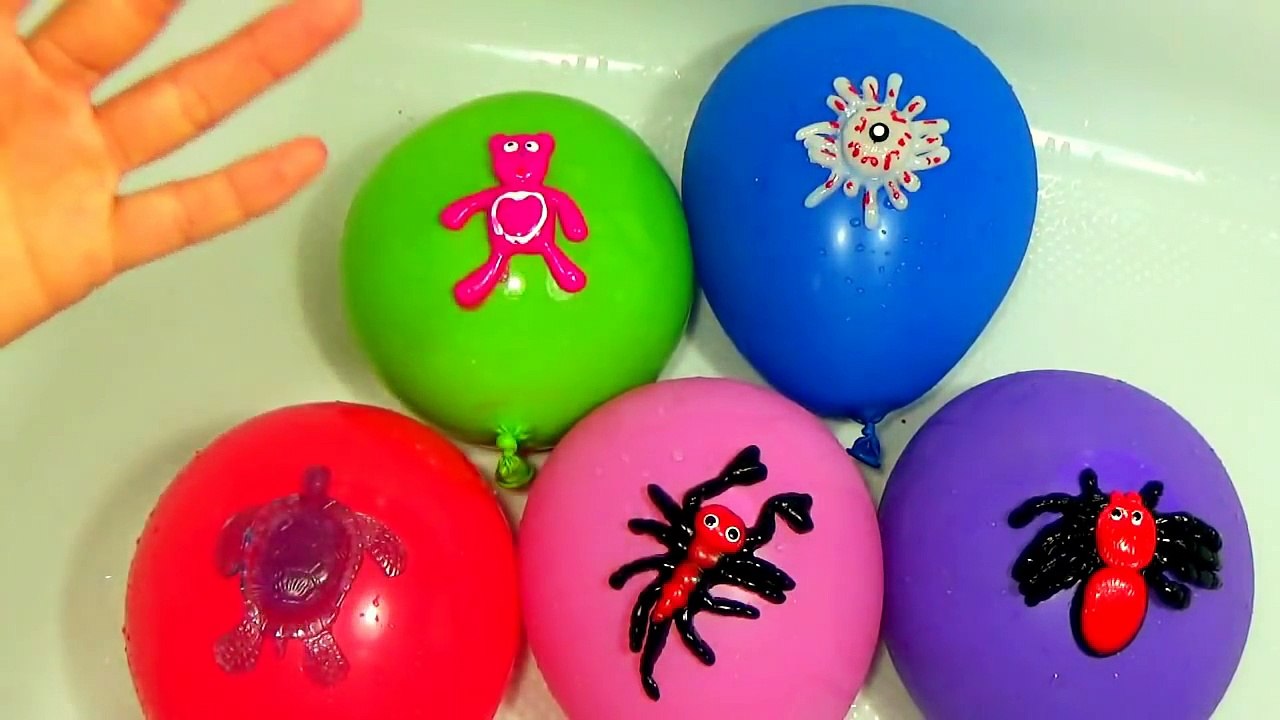 5 Wet Balloons Compilation - Funny animals water Balloon Finger Song - TOP Learn Colours Collection