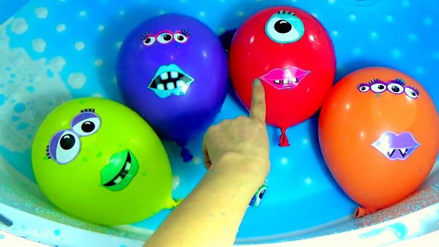 Faces Wet Balloons Compilation - Finger Nursery Rhyme Colour Song - Learn Colors Balloon