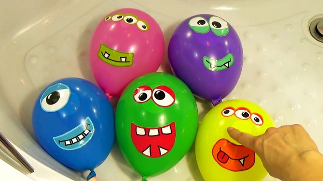 Faces Wet Balloons Compilation - Finger Nursery Rhyme Colour Song - Learn Colors Balloon