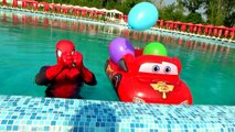 Spiderman Pop Balloons & Learn colors Pool Finger Family Real Life Superhero Daddy Song for Kids