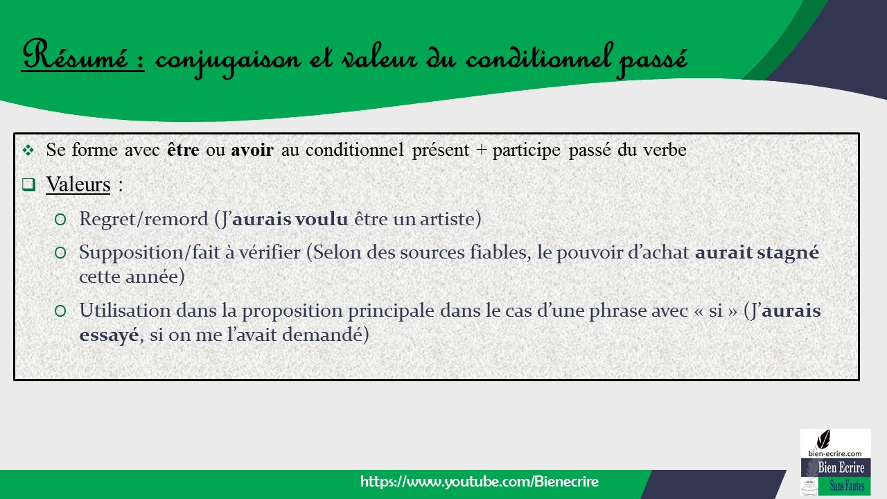 Le conditionnel passé (ou conditionnel seconde forme) : conjugaison et valeur
