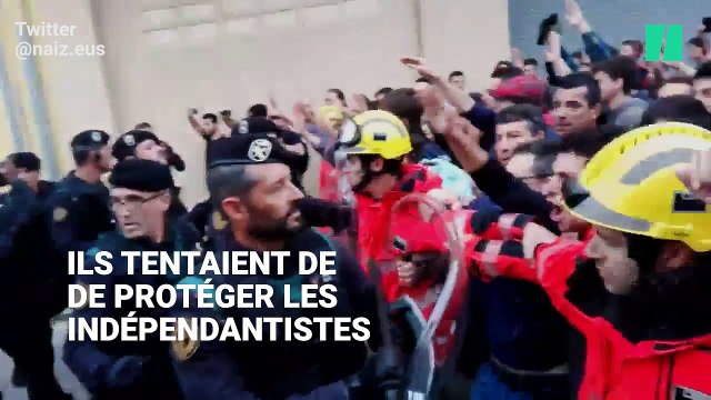Les pompiers catalans protègent les manifestants de la police