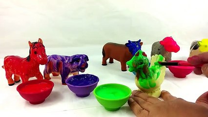 Learn COLORS And Names Of Farm Animals/Painting Toy Animals /Bath Time /Names And Sounds Learning