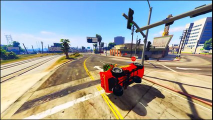 Joker set fire to a Christmas tree Shrek and Hulk celebrate New Year 2017. Mcqueen cartoon for kids