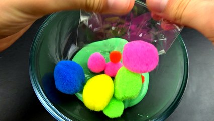 Slime mixing with Pom Poms | Oddly Satisfying Slime ASMR Video