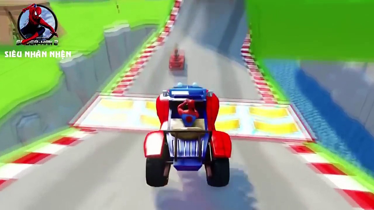 Siêu nhân nhện hoạt hình, siêu nhân người nhện đánh nhau, xe hoạt hình cho bé giải trí cuối tuần