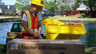 Ride On Pedal Tror Toy Unboxing - Playing with Dump Truck, Backhoe Digger