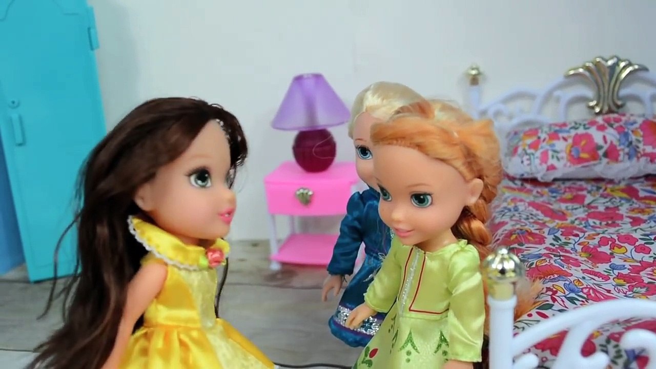 Anna And Elsa Toddlers & Belle Toddler Break Bed! Mom Gets Mad! Part 1