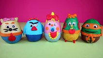 Play Doh Surprise Eggs Toys Unboxing For Kids - Angry Birds, Ninja Turtles, Wind-up Toys