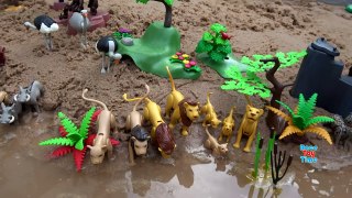 Safari Animals Playmobil Toys Watering Hole in the Sandbox - Learn Animals Names For Kids
