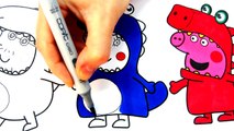 Peppa Pig Mummy Pig in costumes Colouring Book with Colored Markers and Song For Kids