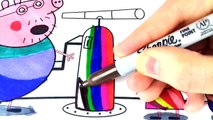 Peppa Pig with Daddy Pig and George Pig Kids Fun Art Activities Coloring Book Pages Video For Kids