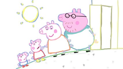 Cartoon Peppa Pig playing in the pool