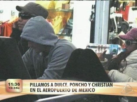 Dulce, Christian y Poncho en el aeropuerto de Mexico (ETV)