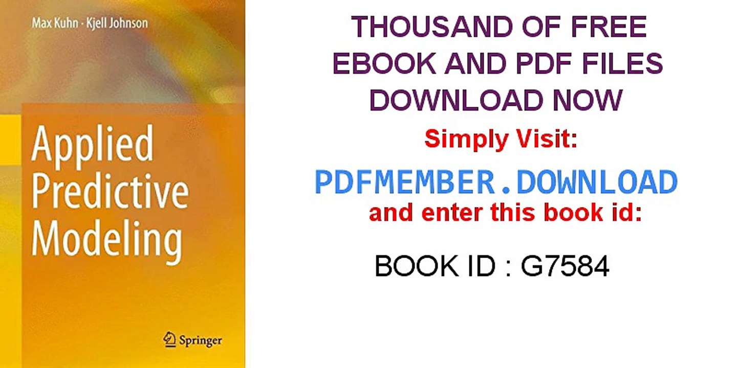 [PDF Download] Applied Predictive Modelingmp4