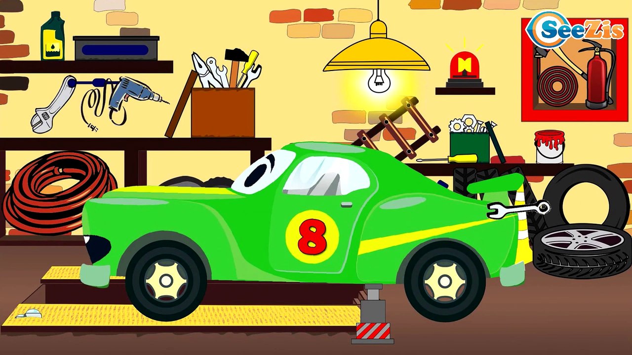 The Red Fire Truck helps The Police Car | Service & Emergency Vehicles Cartoons for children