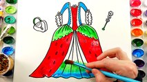 Coloring Pages STRAWBERRY BARBIE Dress Colouring Book Pages Videos for Kids to Learn Coloring