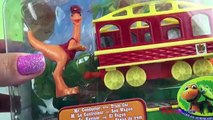 Dinosaur Train Conductor and Train Car toy unboxinb with PlayDoh train track by DisneyToysReview