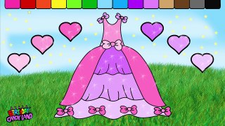 Learn to Color for Kids and Color this Pretty Princess Dress Coloring Page