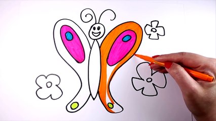 How to Draw Butterfly - Simple Coloring Book with Colored Markers Painting - YouTube