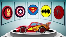 Leanr ABC with Colors Lightning McQueen Superheroes - Disney Cars Cartoon - Colours for Kids