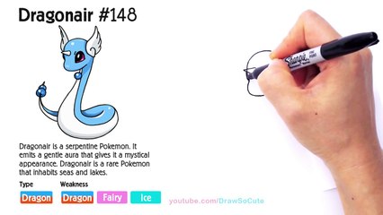 How to Draw Pokemon Dragonair step by step Easy and Cute