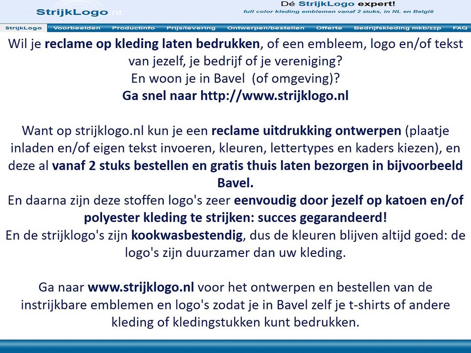 Reclame kleding bedrukken Bavel