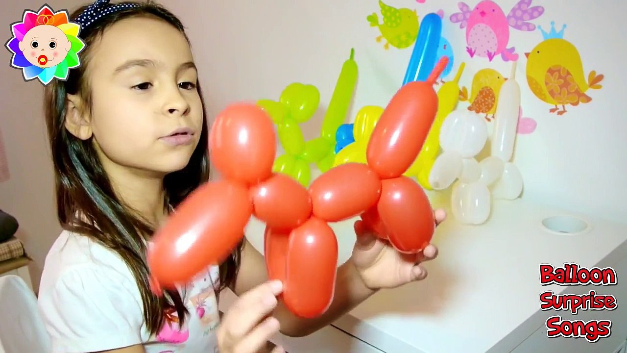 Learn Colors Balloon Nursery Rhymes Compilation - 5 Colours Puppy Dog Wet Balloons -NEW Finger Songs