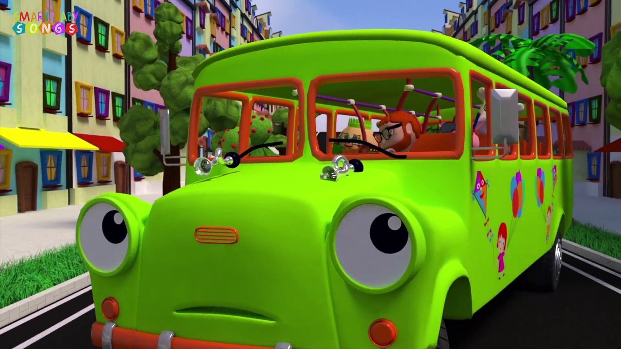 WHEELS ON THE BUS GO ROUND AND ROUND NURSERY RHYME WITHOUT LYRICS - GREEN SCHOOL BUS