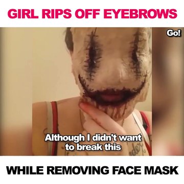 Elle s'arrache les sourcils en retirant son masque d'Halloween... Oups, FAIL