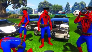 Colors Police Cars Transportation with Spiderman in Cartoon for Kids Nursery Rhymes