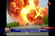 Camión cisterna cargado con combustible explosiona y muere chofer