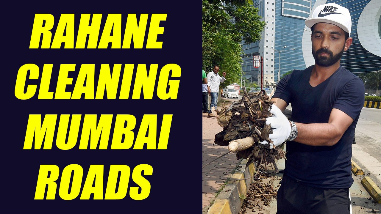 Ajinkya Rahane cleans Mumbai roads for Swachh Bharat Abhiyan | Oneindia News