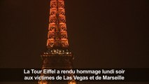 La Tour Eiffel s'éteint en hommage à Las Vegas et Marseille