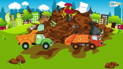 The Orange Racing Car & The Monster Truck - The Big Race in the City of Cars Cartoons for Children