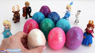 Learn Colors Play Doh Surprise Eggs! Disney Frozen Princesses Finger Family * RainbowLearning