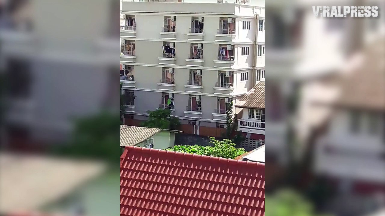 'Spiderman' In His Underpants Climbing Down Building